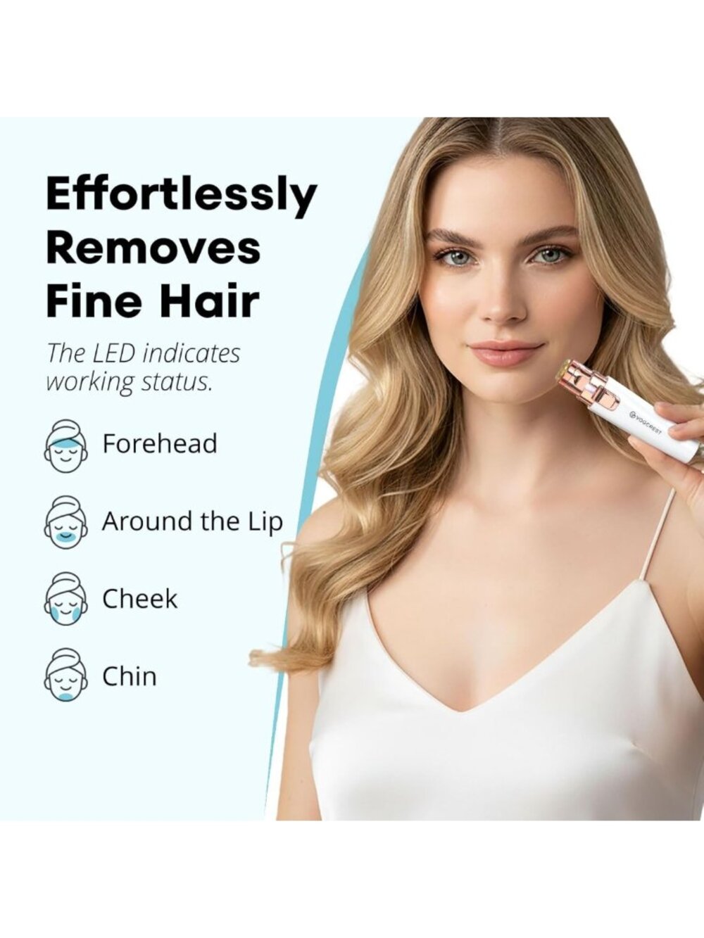 Rechargeable 2-in-1 Eyebrow & Facial Hair Remover with LED Light - Painless - Picture 3 of 9